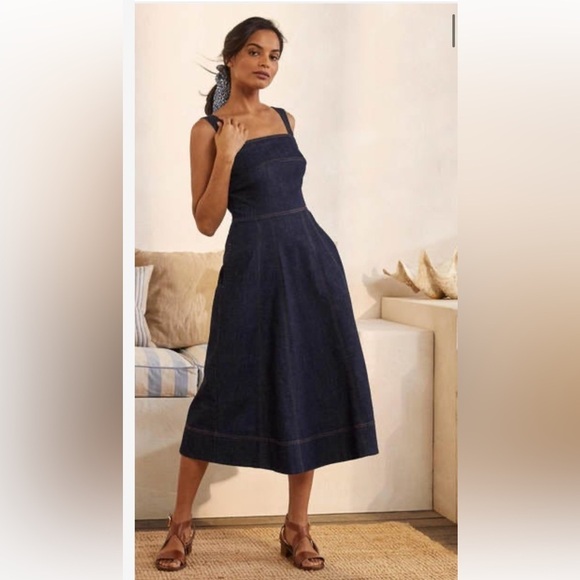 Boden Virginie midi a-line dark denim dress size 8P - Picture 3 of 11